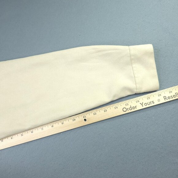 LL Bean Shirt Womens XL Beige Faux Suede Button Long Sleeve Blouse Timeless - Picture 10 of 11